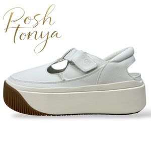 UGG EZ-DUZZIT T-Strap Platform Mary Jane Sneakers White Size 9 Preppy Coquette